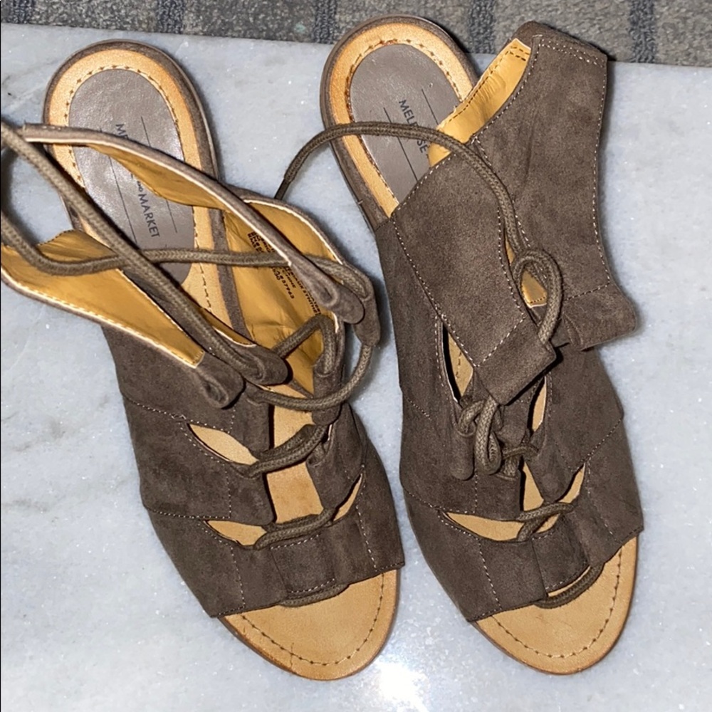 Lace up wedges.